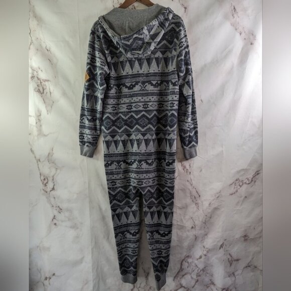 Kavu One Piece Size XXS Gray Sweatshirt Pajama Hoodie Jumpsuit Ernesto Geometric - Picture 6 of 13